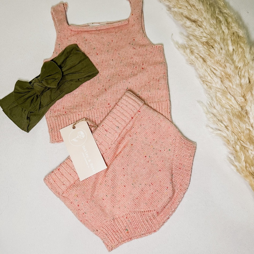 Speckled Knit Set -Bubblegum